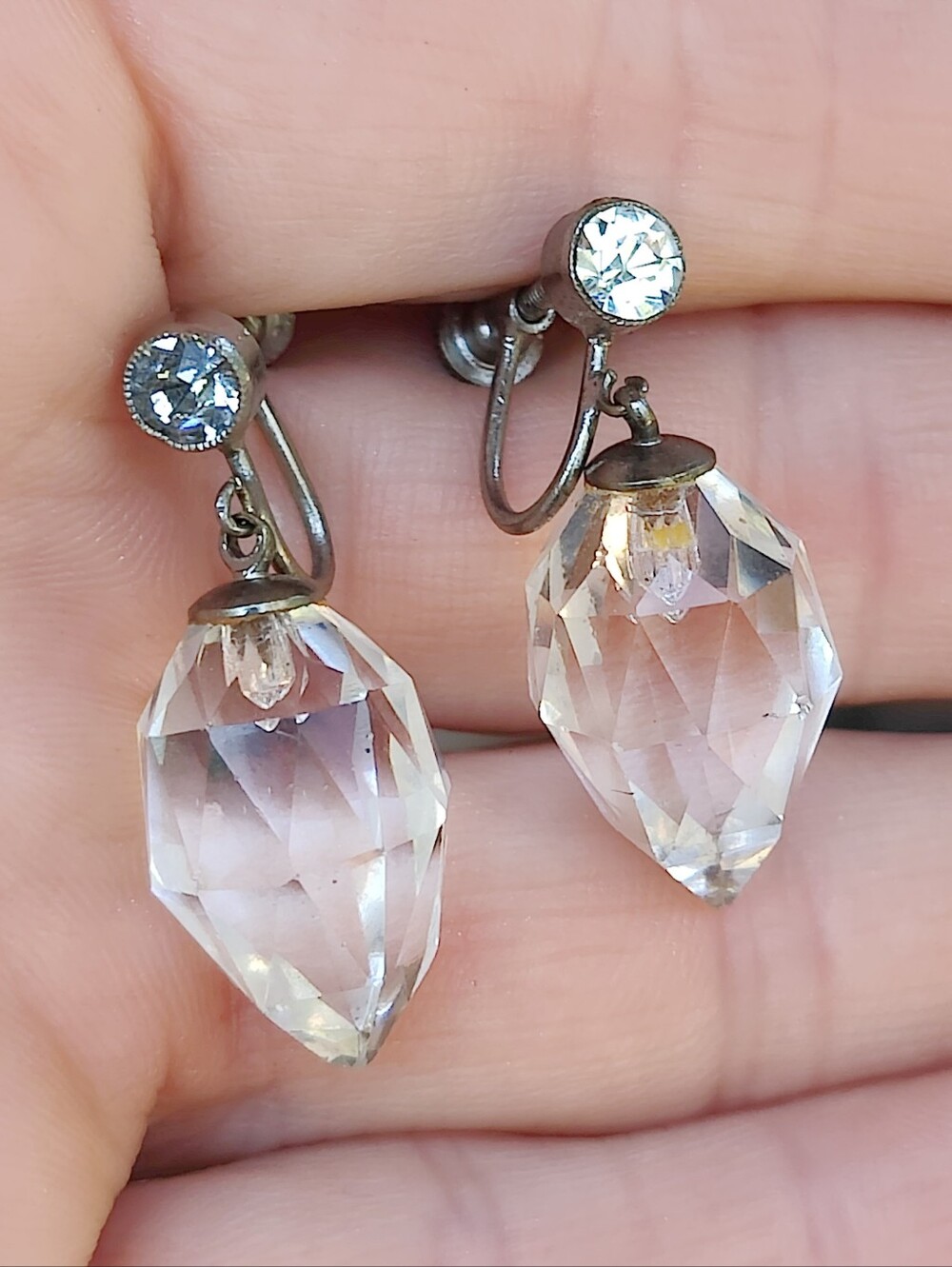 Antique Czechoslovakian Czech Glass Earrings